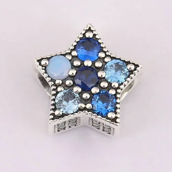 Autentisk S925 Sølv Perler Lyse Stjerne Charm Multi-Farvede Crystalsfit Dame armbånd Armbånd DIY Smykker