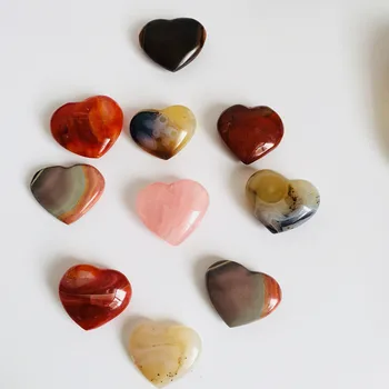 Naturlig gemstone Blandet Sten 25mm puffy hjerte Healing, Reiki, Krystal for boligmontering som gave