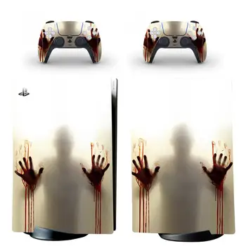 The Walking Dead PS5 Digital Edition Hud Decal Sticker Cover til PlayStation 5 Konsol og 2 Controllere PS5 Skin Sticker Vinyl