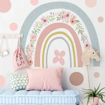 Rainbow Himlen Wall Stickers til Piger Værelser Selvklæbende PVC-Tapet Mærkat Kunst Vægmaleri Home Decor Baby Nursery Room Prinsesse