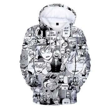 Anime Boku Ikke Helt den Akademiske verden Hættetrøjer Mænd Dreng Streetwear Sweatshirts Hip Hop Træningsdragt Bakugou Collager Mænds Trøjer Overdimensioneret