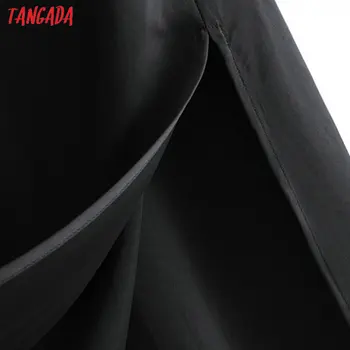 Tangada fashion kvinder silke ser sort backless kjole uden ærmer damer vintage midi kjole vestidos 3H244
