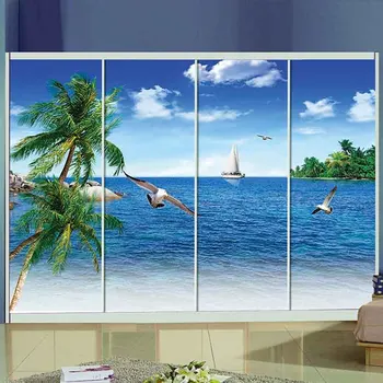 Landskab landskab vindue klistermærke Skydedør mærkat film Isolering matteret glas film over Havet selvklæbende wall sticker
