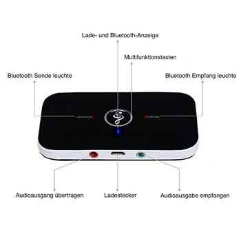 Bluetooth-5,0 Lyd Transmitter Receiver B6 Trådløse PHONO til 3,5 mm Aux-Stik, USB-Dongle Musik i Stereo-Adapter til Bil, PC, TV Hovedtelefoner
