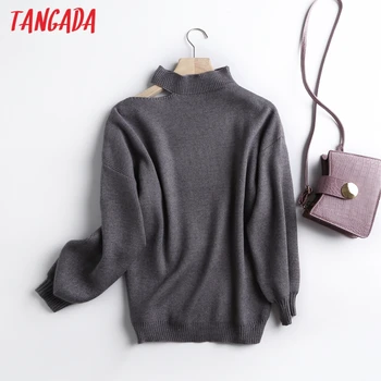 Tangada korea smarte kvinder shouder off turtleneck sweater vintage damer sexet løs strikket jumper toppe BC91