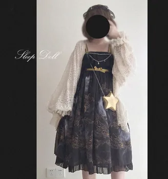 Palace søde prinsesse lolita kjole vintage falbala høj talje udskrivning victoriansk kjole kawaii pige gothic lolita strop kjole