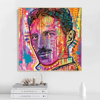 Nikola Tesla Portræt Kunst Lærred Maleri på Væggen, Plakater og Prints Farverige Abstrakte Væggen Billedet for at Stue Indretning