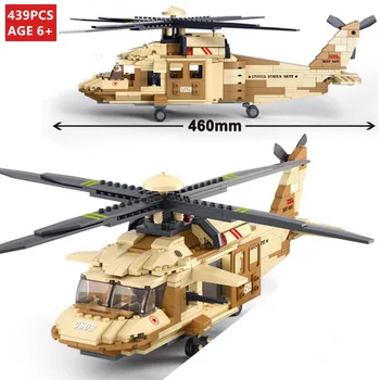 439Pcs Militære Black Hawk Helikoptere Model Mursten DIY byggesten Sæt HÆR Soldater Kit Pædagogisk Legetøj For Børn