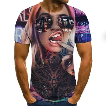 2020 Nyeste 3D-Printet T-Shirt Blæk Tegne Mønster, Korte Ærmer Sommeren Afslappet Toppe, t-Shirts Mode O-Neck t-shirt Mandlige