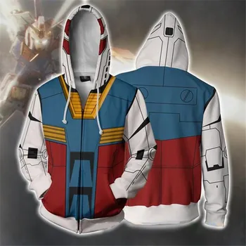 3D Print MOBILE SUIT GUNDAM Modeller Hero Anime Cosplay Sweatshirt Hoodie Mænd Øverste Sweater Zip Hoodie Gundam Cosplay Kostume