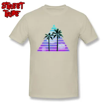 T-shirt Mænd Ferie T-Shirt Trekant Vaporwave Toppe Grafiske Tees Palm Tree Print Herre Blå Tøj, Sommer Gave Tshirt Brugerdefinerede