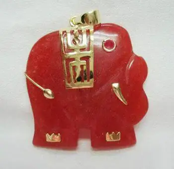 Charmerende! Rød Jade Ædelstenen Elefant Vedhæng Halskæde AAA Grade