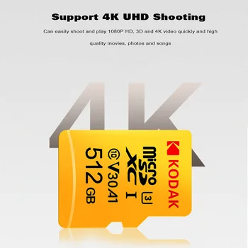 Kodak U3 Memory Card 32GB, 64GB 128GB 256 GB 512 GB Micro SD-TF Kort Flash-Kort micro SD carte, til Telefonen Kort tilføj kort reader292