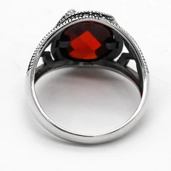 Vintage Kvinder 925 Sterling Sølv Ring Indstilling Red Cubic Zircon Thai Sølv Natursten Ringe Til Kvinder Antikke Anel Feminino