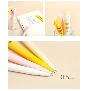 4 stk Kawaii kat paw gel pen sæt Tegnefilm kattekillinger 0,5 mm Sort farve penne skriver læreren gave Stationery Office Skole F621