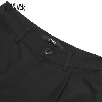 ELFSACK Black Solid Bue Forneden Minimalistisk Lige Afslappet Kvinder Bukser 2020 Efteråret ELF Ren Høj Talje koreanske Damer Daglige Bukser