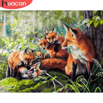 HUACAN Maleri Af Numre Fox Dyr Håndmalet Kits Lærred DIY Olie Billeder Af Tal, boligindretning Gave