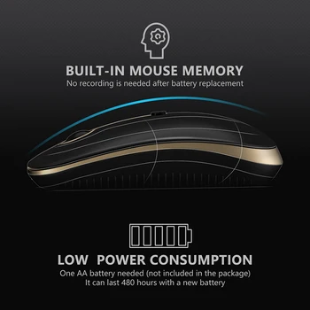 Jelly Kam Dual-Tilstande Bluetooth 4.0 & 2.4 GHz USB Nano-Modtager, Trådløse Mus til Bærbare PC 2400 DPI Gaming Mus Lydløs Mus