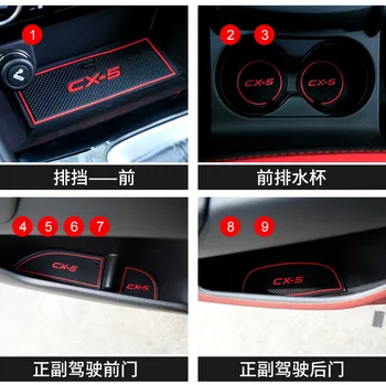 Mazda CX-5 CX-5 CX5 2017 2018 Nye Gate Slot Pad, Non-slip Cup Måtter Anti Slip Døren Groove Mat Indvendige Bil Styling Tilbehør