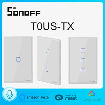 Sonoff T0US 1/2/3 bande TX væglampe Skifter 120 Type fjernbetjent Trådløst internet Switch Med Border Arbejder Med Alexa, Google Startside