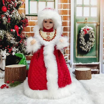 Julefigurer Smilende Piger Ornament Ferie nytår Dekoration Stof Legetøj bedste Gaver til børn Børn Med Dans, Syng