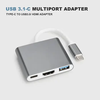 2020 USB-C-HUB til HDMI Adapter Til Macbook Pro/Air Thunderbolt 3 USB Type C-Hub til HDMI 4K USB 3.0-Port USB-C Power Levering