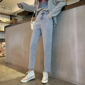 Jeans Kvinder Vintage Enkel Piger koreansk Stil, Casual Kvinders Alle-match Bukser Ankel-længde Harajuku Høj Kvalitet Løs Mode
