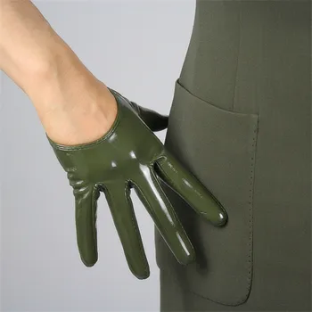 Kvinder Mode PU Læder Ultra korte handsker-Patent Læder Simulering Læder Lys Grøn Flerfarvet Præcision Uforet TB08