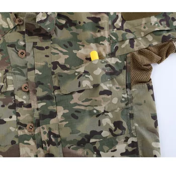 Multi-lomme Plaid, Vejrandigt Åndbart Militær Uniform Udendørs Klatring, Ridning Uddannelse Lange Ærmer Taktiske Camouflage Skjorte