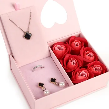 Indpakning Gave Tilfælde gaveæske Sammenklappelig Blomst Boks Stue Bryllup Bærbare Smukke smykker box Med taske
