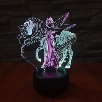 Unicorn LED Nat Lys USB 3D Optisk Illusion Touch bordlampe 7 Farver til Hjemmet Soveværelse Indretning Piger Xmas Gave