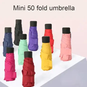 Super Mini Pocket Kompakt Paraply Solen Anti UV-5 Folde Regn Vindtæt Rejse Mini paraply