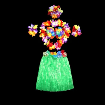 6 Stk Girl Kjole Op Elastisk Talje 8 Farver Dance Festival Hula Skørt Hawaii Kostumer Barn, Voksen-Barn Græs Nederdele