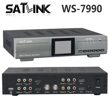 Ægte Digital RF Modulator Satlink WS-7990 4 Rute DVB-T Modulator AV HD Fire Router Modulator DVB-T HD 7990 Satlink