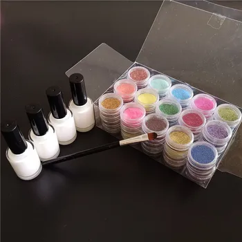 45 Farve Pulver 4 Lim 1 Børster Til Midlertidige Tatoveringer Krop Kids Ansigt DIY Nail Glitter Pulver Dekorationer