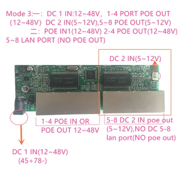 Omvendt magten poe POE switch IN/OUT 5V12V24V48V 100mbps 802.3 PÅ/AF 45+78 - dc 5 v~48V lang afstand serie Kraft POE48V12V24V
