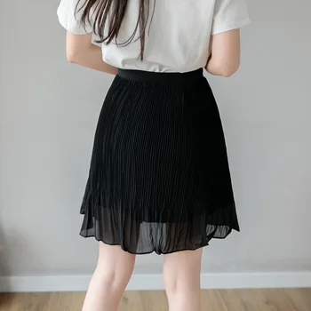 Kvinder Sommeren Plisserede Nederdele 2020 Casual Sexy Høj Talje For En Linje Nederdel Dame Elegant Koreansk Tøj, Sort Mini-Kort Nederdel