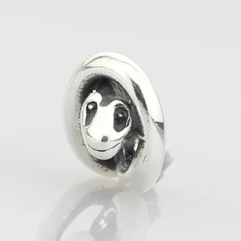 925 Sterling Sølv Dyr Slange Charm Perle Passer Europa-3,0 mm DIY Armbånd Smykker