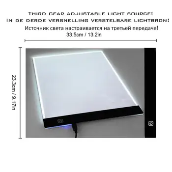 A4 størrelse LED lys pad taske diamant maleri tilbehør opbevaringspose diamant broderi af mosaik kit organisation tablet taske