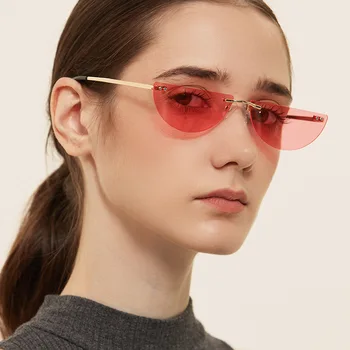 SÅ&EI Mode Semi-Runde Form Uindfattede Solbriller Kvinder, Klare Hav Linse Vintage Brillerne Mænd Sol Briller Nuancer UV400