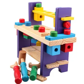 Toddler Arbejdsbænk med Værktøj Træ-Bygning, der ligger Hammer Toy kid Børnene Builder Legetøj