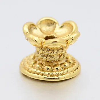 20pcs Gylden Farve Messing Lotus Perler for Buddha Smykker at Gøre DIY Tilbehør Resultaterne 7x9mm Hul: 2,5 mm