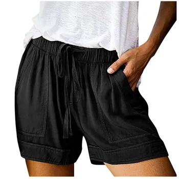 Varm Sommer Womens Shorts Plus Size Høj Talje Casual Shorts af Bomuld, til Kvinder, Mode Korte Bukser Streetwear tøj
