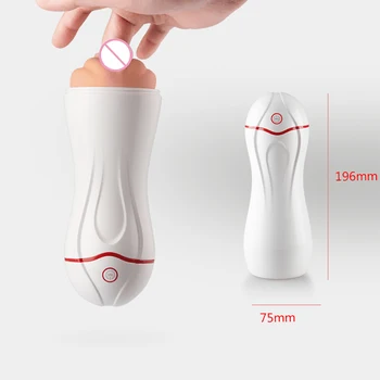 OLO Ægte Vagina Mandlige Masturbator Cup Bløde Fisse Sex Maskine Sugende Vibrationer Automatisk Stemme Sex Legetøj til Mænd Voksen Produkter