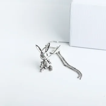S925 sterling sølv Net red bunny kan flyttes øreringe Kvindelige Thai sølv retro personlighed asymmetrisk øreringe 536