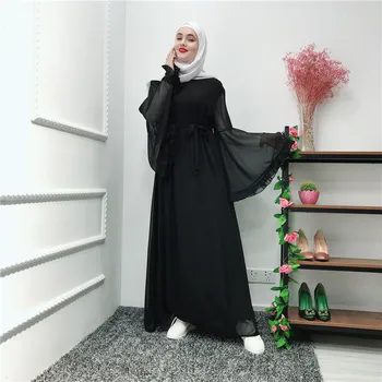 Sommeren Chifffon Vestidos Ramadan Kaftan Abaya Arabisk Islamisk Muslimske Kjole Kaftan Elbise Hijab Eid Kjoler Robe Femme Musulmane