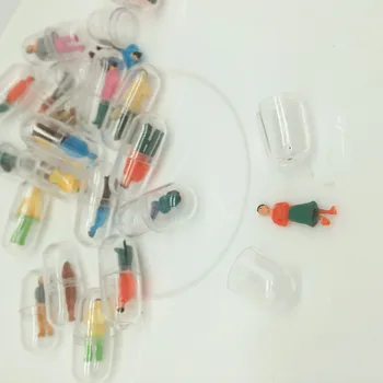 20pcs Gennemsigtig Kapsel Shell Mini Person Figurer Pille Beholder Medince Pille Tilfælde Flaske Splittere Kapsel Miniaturer