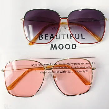 LEONLION Overdimensionerede Solbriller Kvinder Metal Square Solbriller Mænd Classic Retro Gradient Spejl solbriller Pink Lunette De Soleil