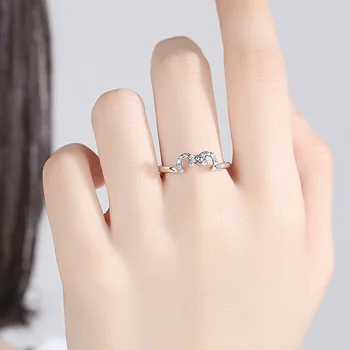 ELESHE Trendy Nye Skinner Cubic Zirconia Mode Ring for Kvinder 925 Sterling Sølv Minnie Finger Ringe Kvindelige Tegnefilm Smykker