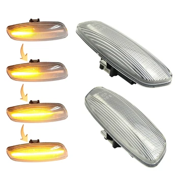 2stk LED dynamic blinklyset lyser for Peugeot 207 308 3008 5008 RCZ Partner, Citroen C3 C4 C5 DS3 DS4 Bil Side markeringslys
